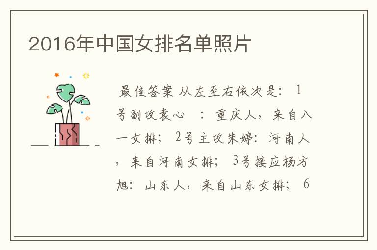 2016年中国女排名单照片