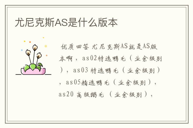 尤尼克斯AS是什么版本