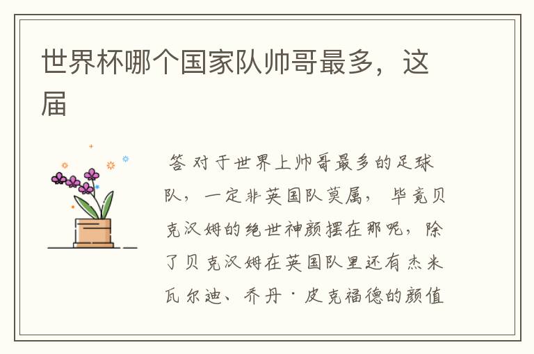世界杯哪个国家队帅哥最多,这届