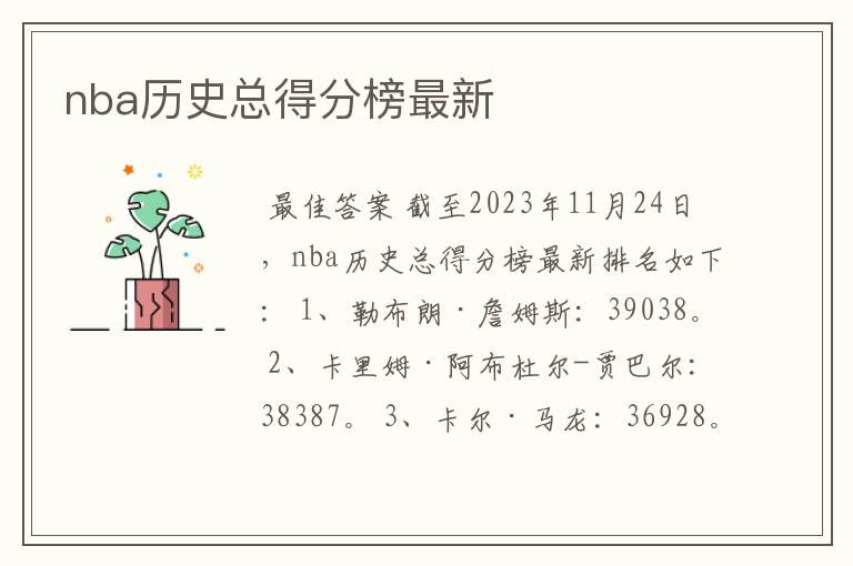 nba历史总得分榜最新