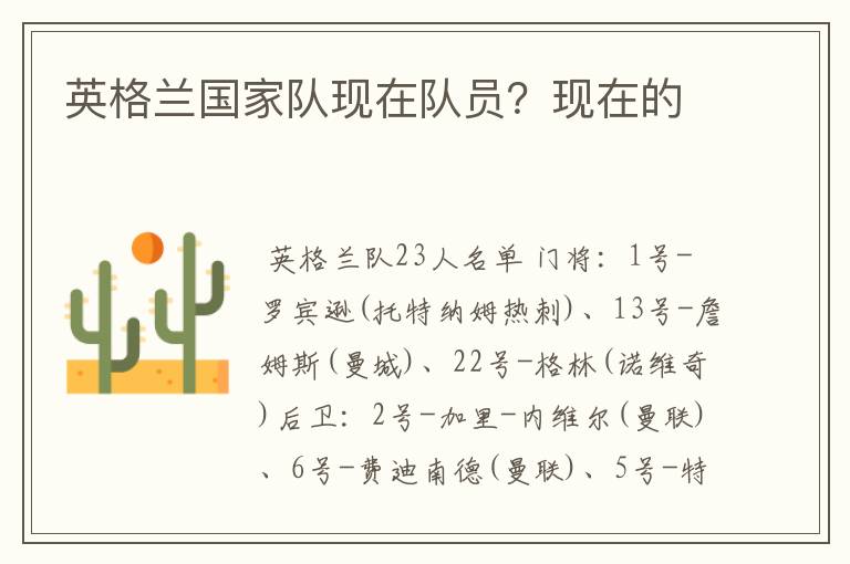 英格兰国家队现在队员?现在的