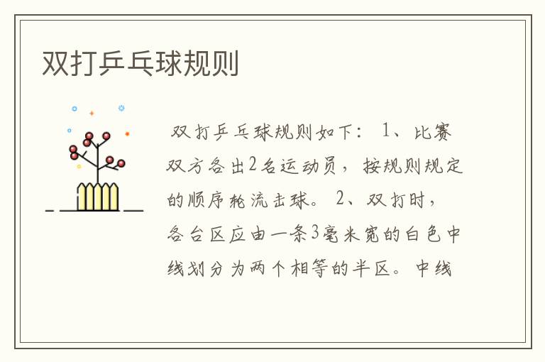 双打乒乓球规则