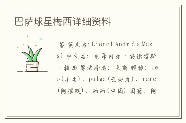巴萨球星梅西详细资料