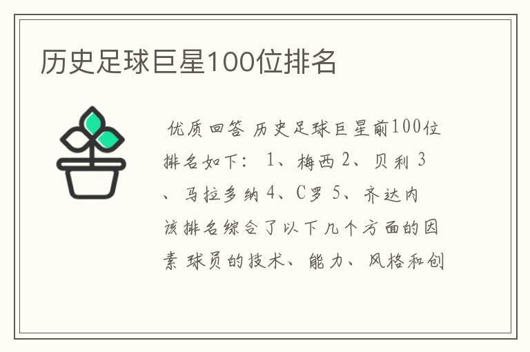 历史足球巨星100位排名