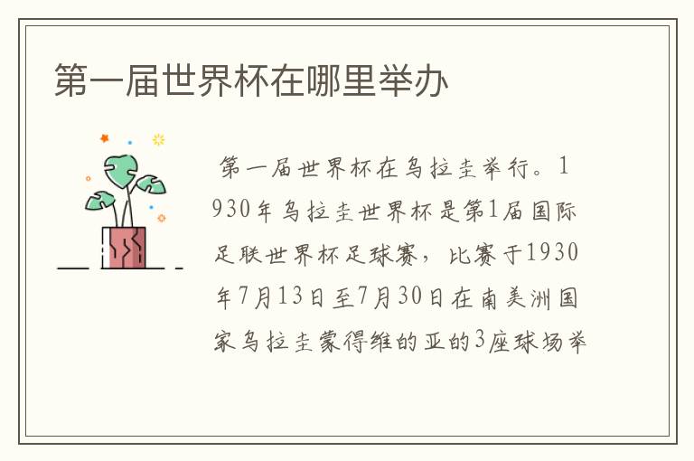 第一届世界杯在哪里举办