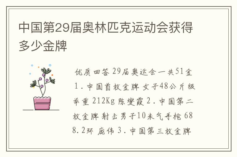 中国第29届奥林匹克运动会获得多少金牌