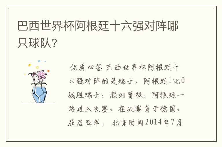 巴西世界杯阿根廷vs瑞士--巴西世界杯