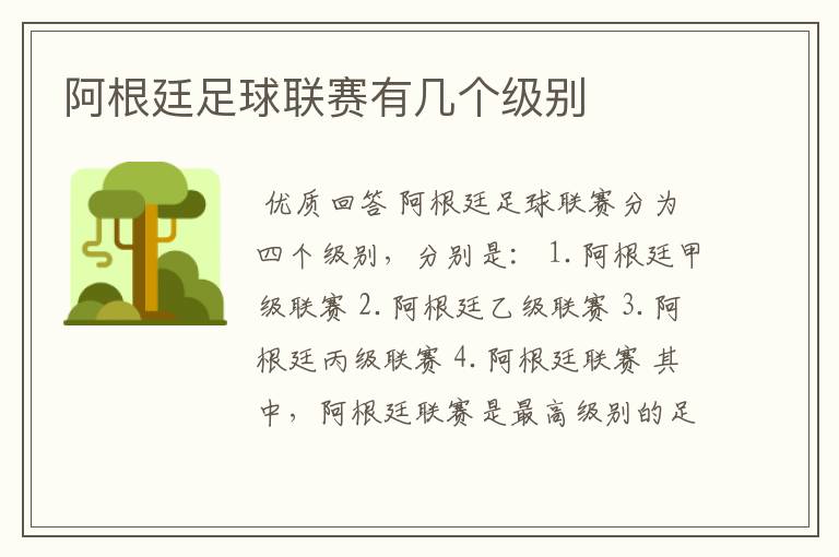 阿根廷足球联赛有几个级别