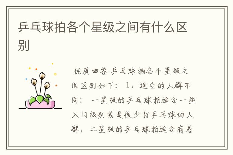 乒乓球拍各个星级之间有什么区别