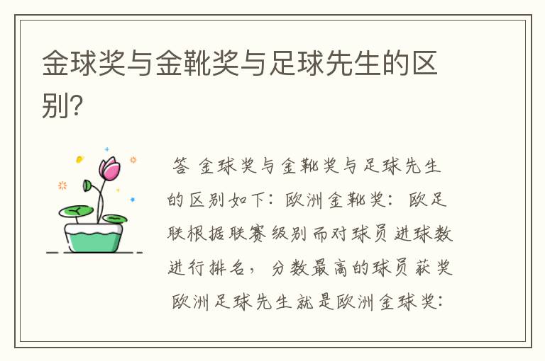 金球奖与金靴奖与足球先生的区别?