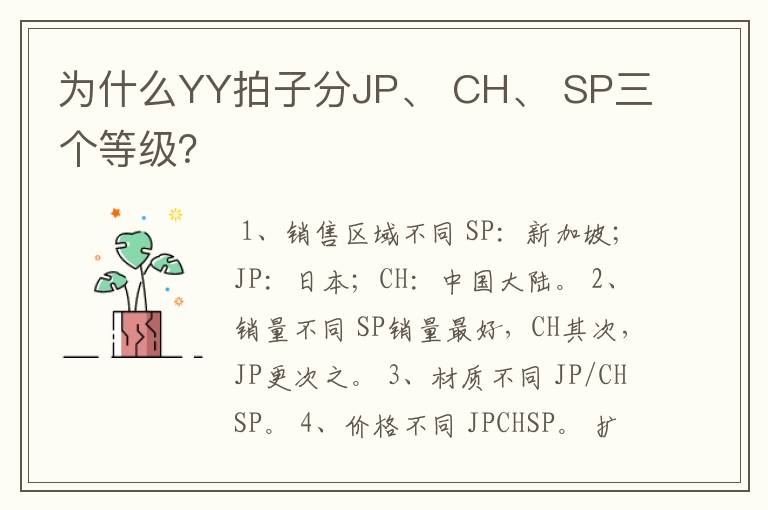 为什么YY拍子分JP、 CH、 SP三个等级?