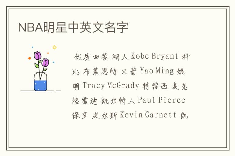 NBA明星中英文名字