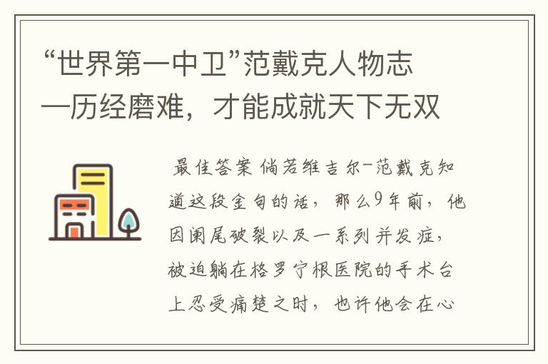 “世界第一中卫”范戴克人物志—历经磨难，才能成就天下无双