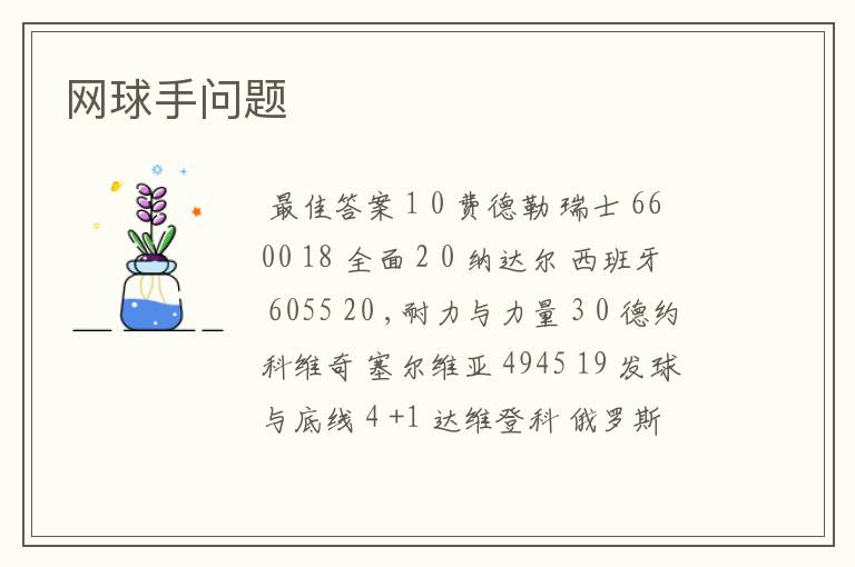 网球手问题