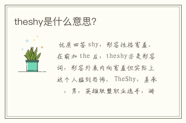 theshy是什么意思?