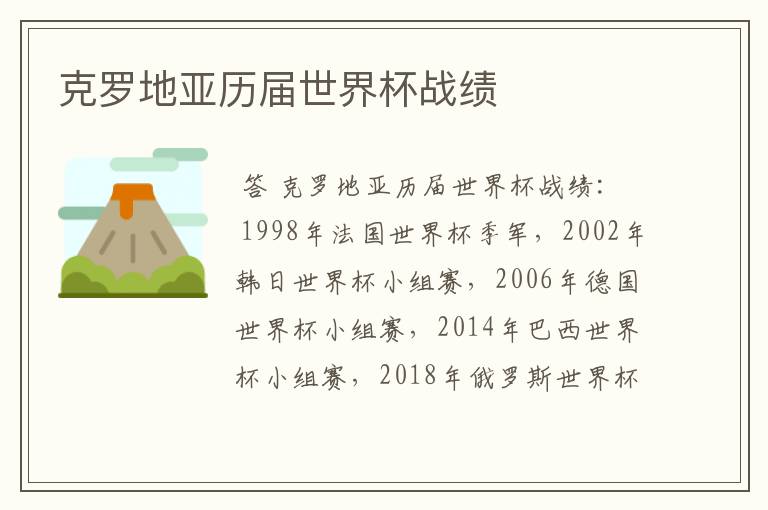克罗地亚世界杯 克罗地亚世界杯历史战绩