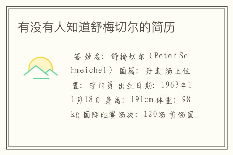 有没有人知道舒梅切尔的简历