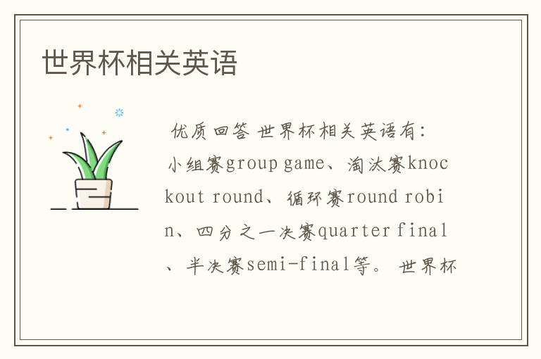 世界杯相关英语