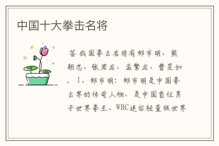 中国拳击__中国拳击手排名