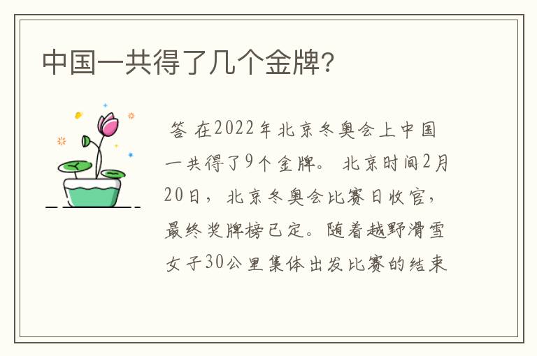 中国一共得了几个金牌?