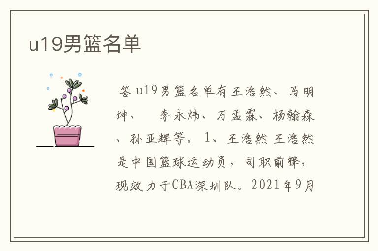 u19男篮名单
