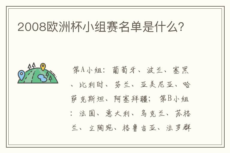 2008欧洲杯小组赛名单是什么？