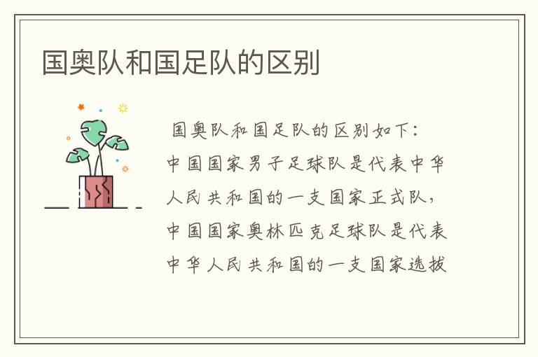 国奥队和国足队的区别