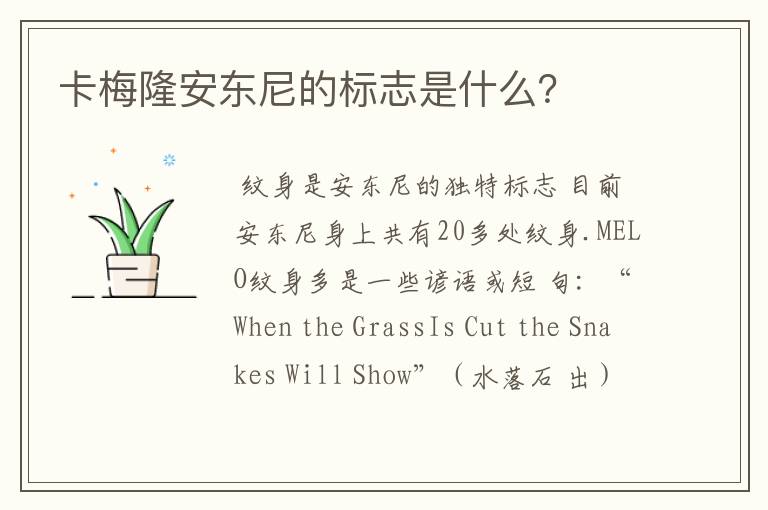卡梅隆安东尼的标志是什么?