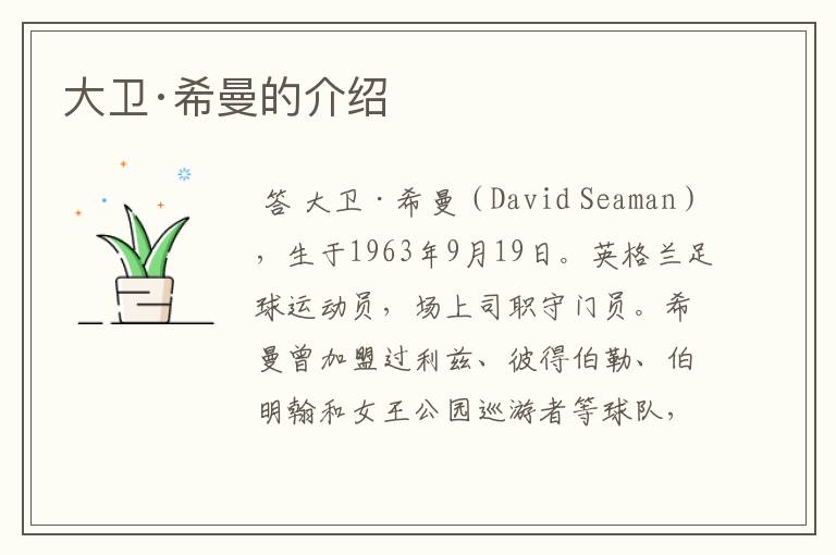 大卫·希曼的介绍