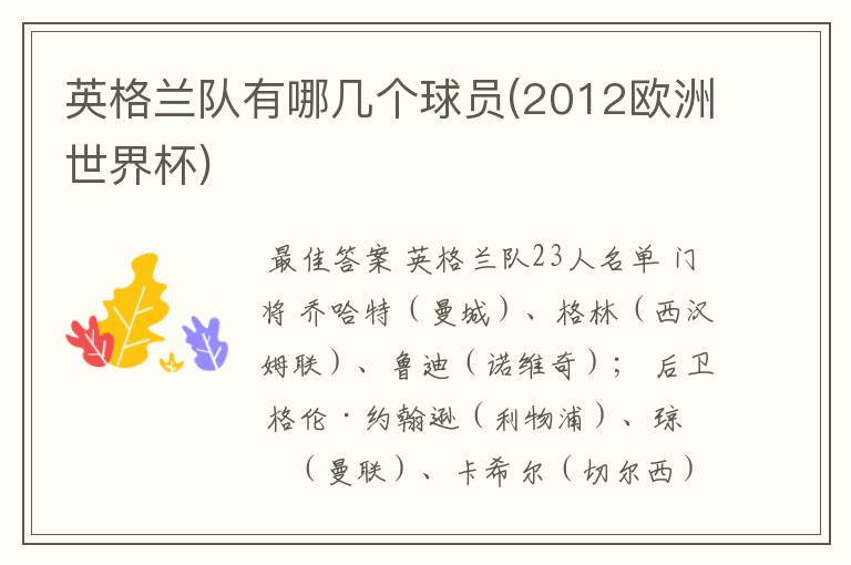 英格兰队有哪几个球员(2012欧洲世界杯)