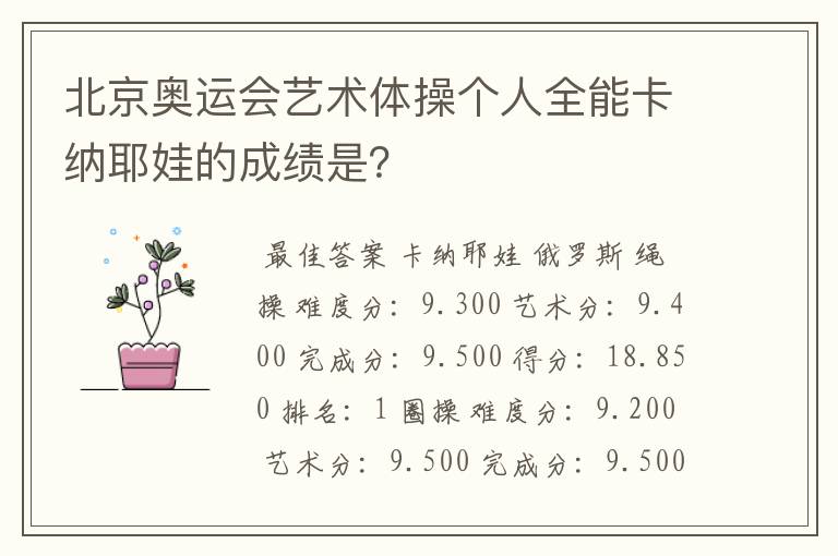 北京奥运会艺术体操个人全能卡纳耶娃的成绩是?