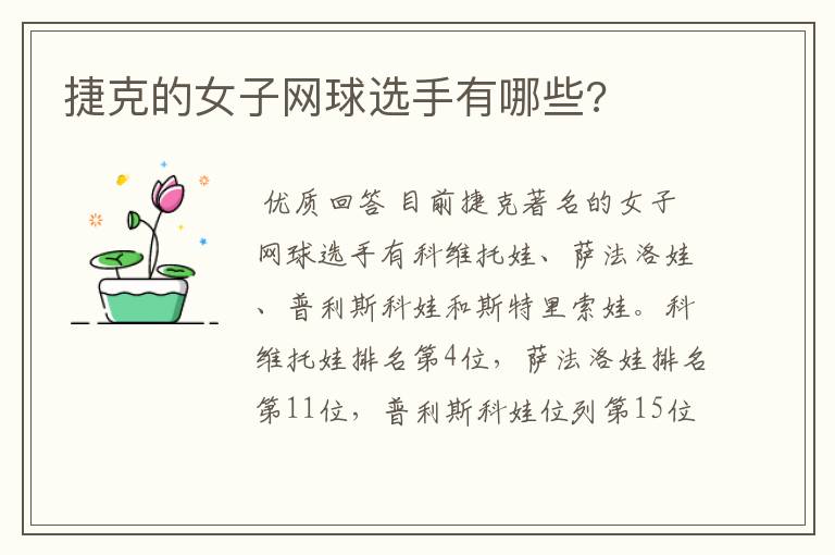 捷克的女子网球选手有哪些?