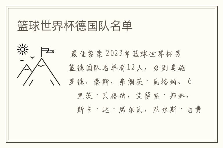 篮球世界杯德国队名单