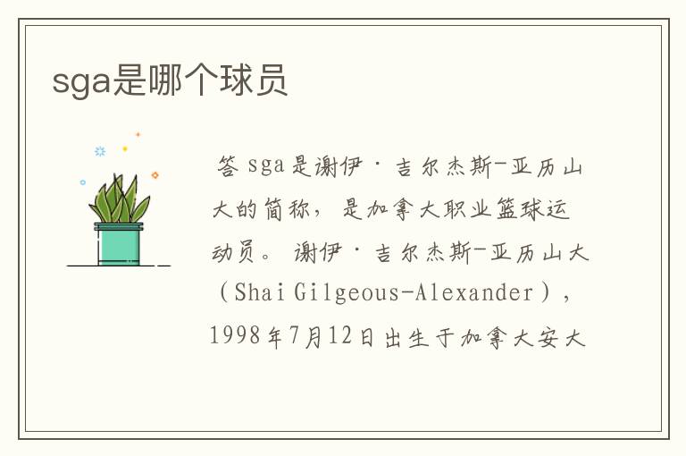 sga是哪个球员