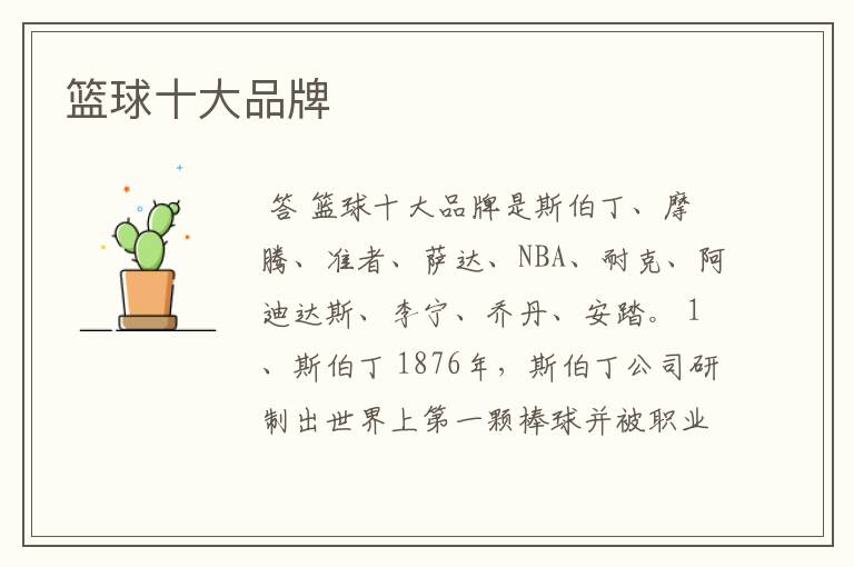 篮球十大品牌