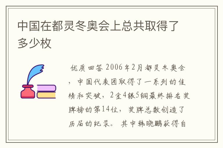 中国在都灵冬奥会上总共取得了多少枚