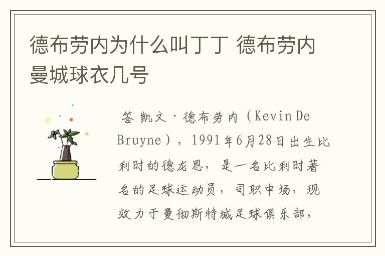 德布劳内为什么叫丁丁 德布劳内曼城球衣几号