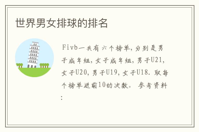 世界男女排球的排名