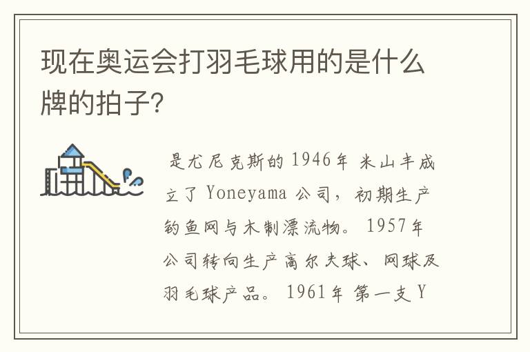 现在奥运会打羽毛球用的是什么牌的拍子？
