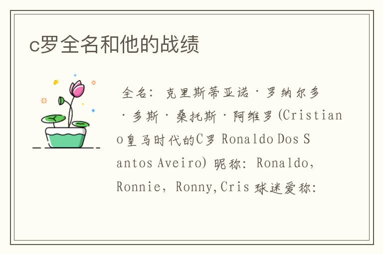 c罗全名和他的战绩