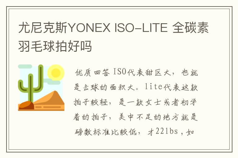 尤尼克斯YONEX ISO-LITE 全碳素羽毛球拍好吗