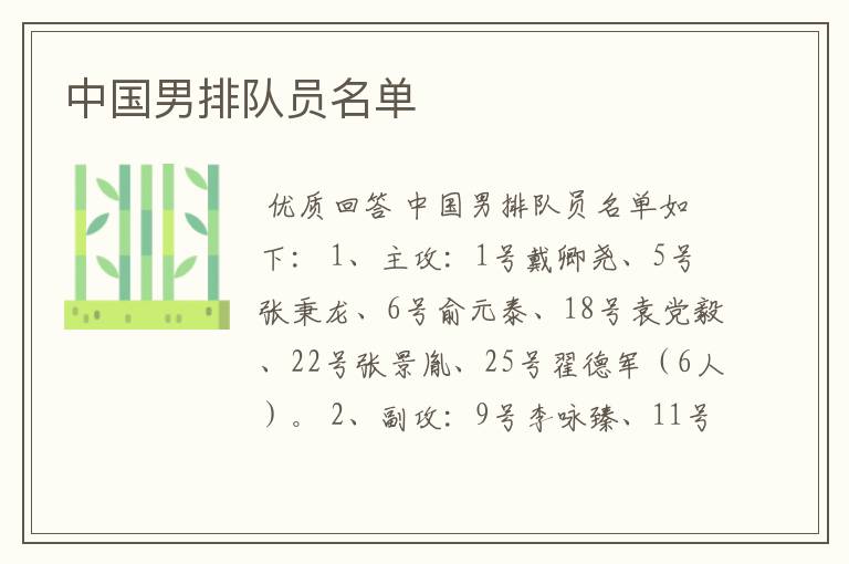 中国男排队员名单