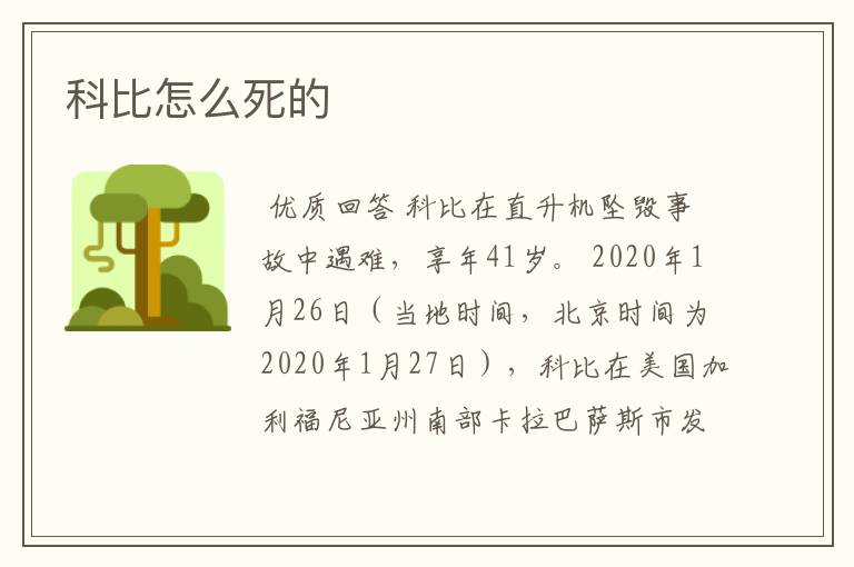 科比怎么死的