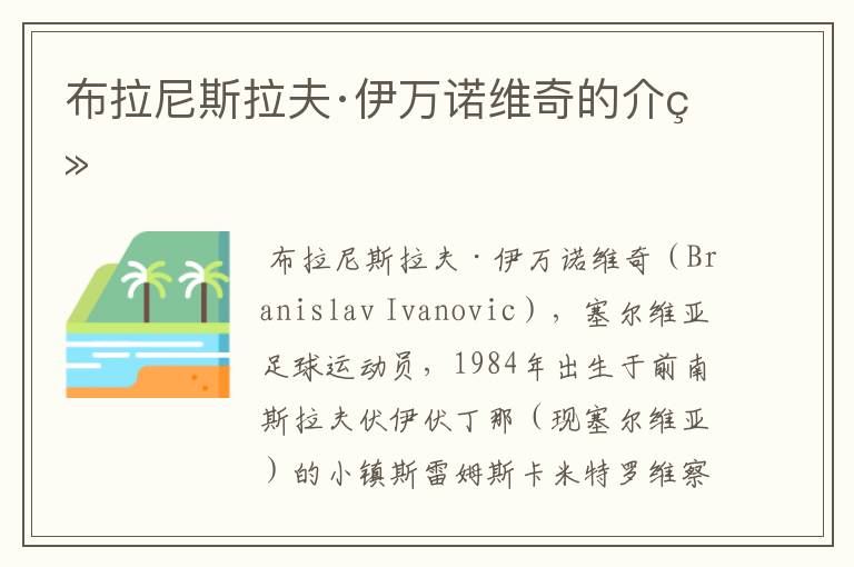 布拉尼斯拉夫·伊万诺维奇的介绍