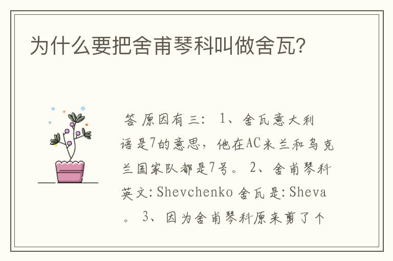 为什么要把舍甫琴科叫做舍瓦?
