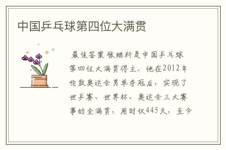 中国乒乓球第四位大满贯