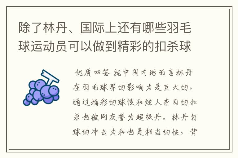 除了林丹、国际上还有哪些羽毛球运动员可以做到精彩的扣杀球？