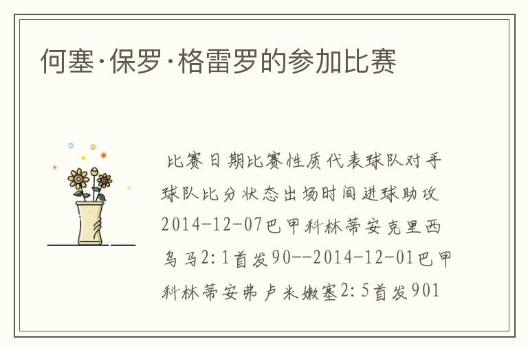 何塞·保罗·格雷罗的参加比赛