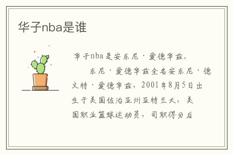 华子nba是谁