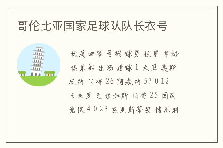 哥伦比亚国家足球队队长衣号